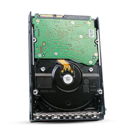 HP Generation 11 857642-002 10TB 7.2K RPM SAS 12Gb/s 512e 256MB 3.5in Hard Drive, back angled view