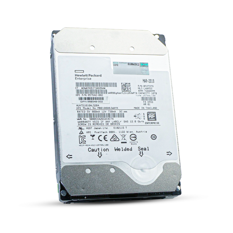 HP/HGST Ultrastar He10 HUH721010AL5204 0F27373 10TB 7.2K RPM SAS 12Gb/s 512e 256MB 3.5in Refurbished HDD