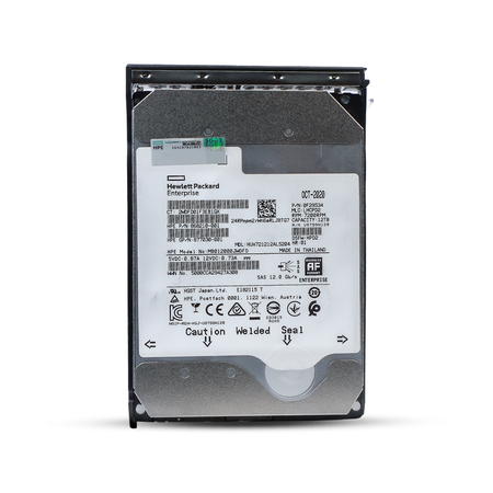 HP Generation 11 868210-001 MB012000JWDFD 12TB 7.2K RPM SAS 12Gb/s 512e 256MB 3.5in Enterprise Hard Drive, front view