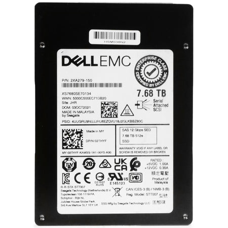 Dell/Seagate Nytro 2332 XS7680SE70134 7.68TB 1 DWPD SAS 12Gb/s 3D eTLC 2.5in Refurbished SSD