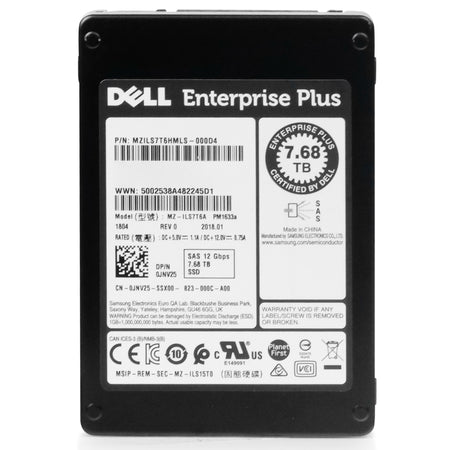 Dell/Samsung PM1633a MZILS7T6HMLS 7.68TB 1 DWPD SAS 12Gb/s 3D TLC 2.5in Refurbished SSD