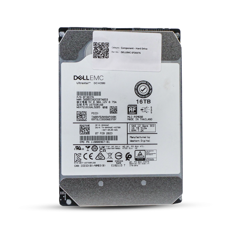 Dell/Western Digital Ultrastar DC HC550 WUH721816AL5205 0F38376 16TB 7.2K RPM SAS 12Gb/s 512e 3.5in Refurbished HDD