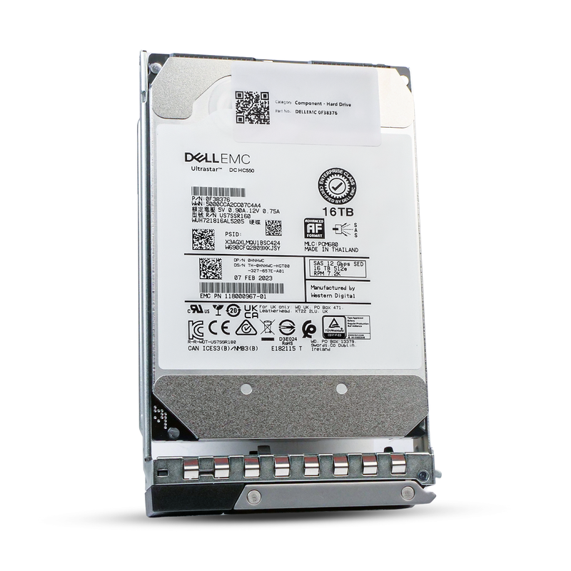 Dell G14 0HNHWC 16TB 7.2K RPM SAS 12Gb/s 512e 3.5in Enterprise Hard Drive, front angled view
