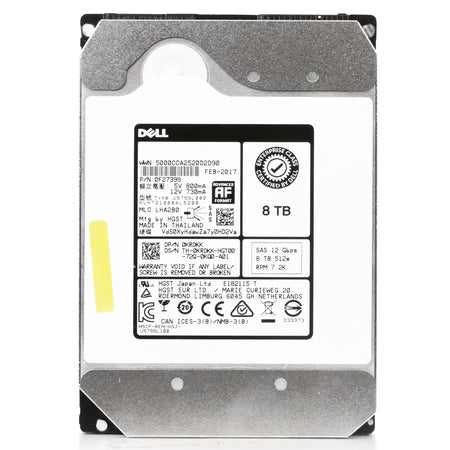 Dell/HGST Ultrastar He10 HUH721008AL5200 0F27399 8TB 7.2K RPM SAS 12Gb/s 512e 256MB 3.5in Refurbished HDD
