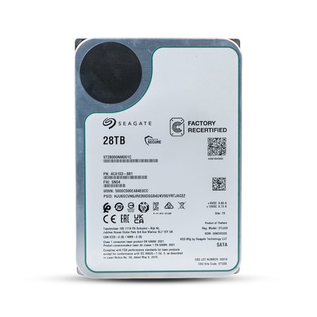 Seagate Exos ST28000NM001C 28TB 7.2K RPM SATA 6Gb/s 512e 512MB 3.5in Recertified HDD