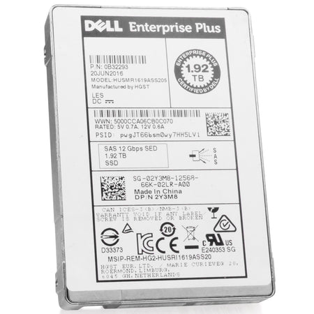 Dell/HGST Ultrastar SSD1600MR HUSMR1619ASS205 0B32293 1.92TB 1 DWPD SAS 12Gb/s MLC 2.5in Refurbished SSD