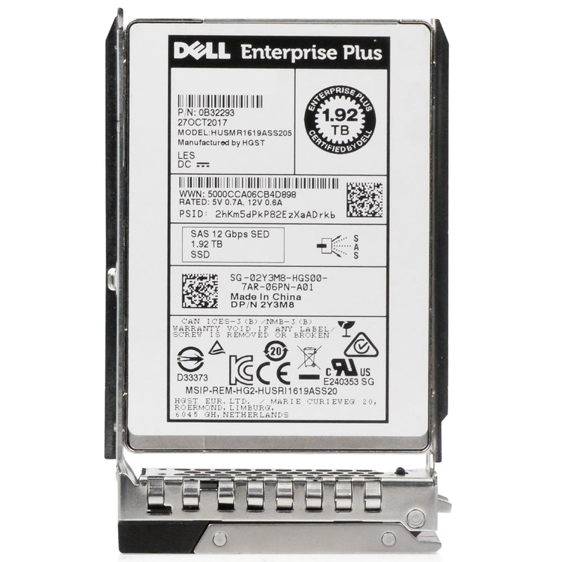 Dell G14 02Y3M8 1.92TB 1 DWPD SAS 12Gb/s MLC 2.5in Read-Intensive Refurbished SSD