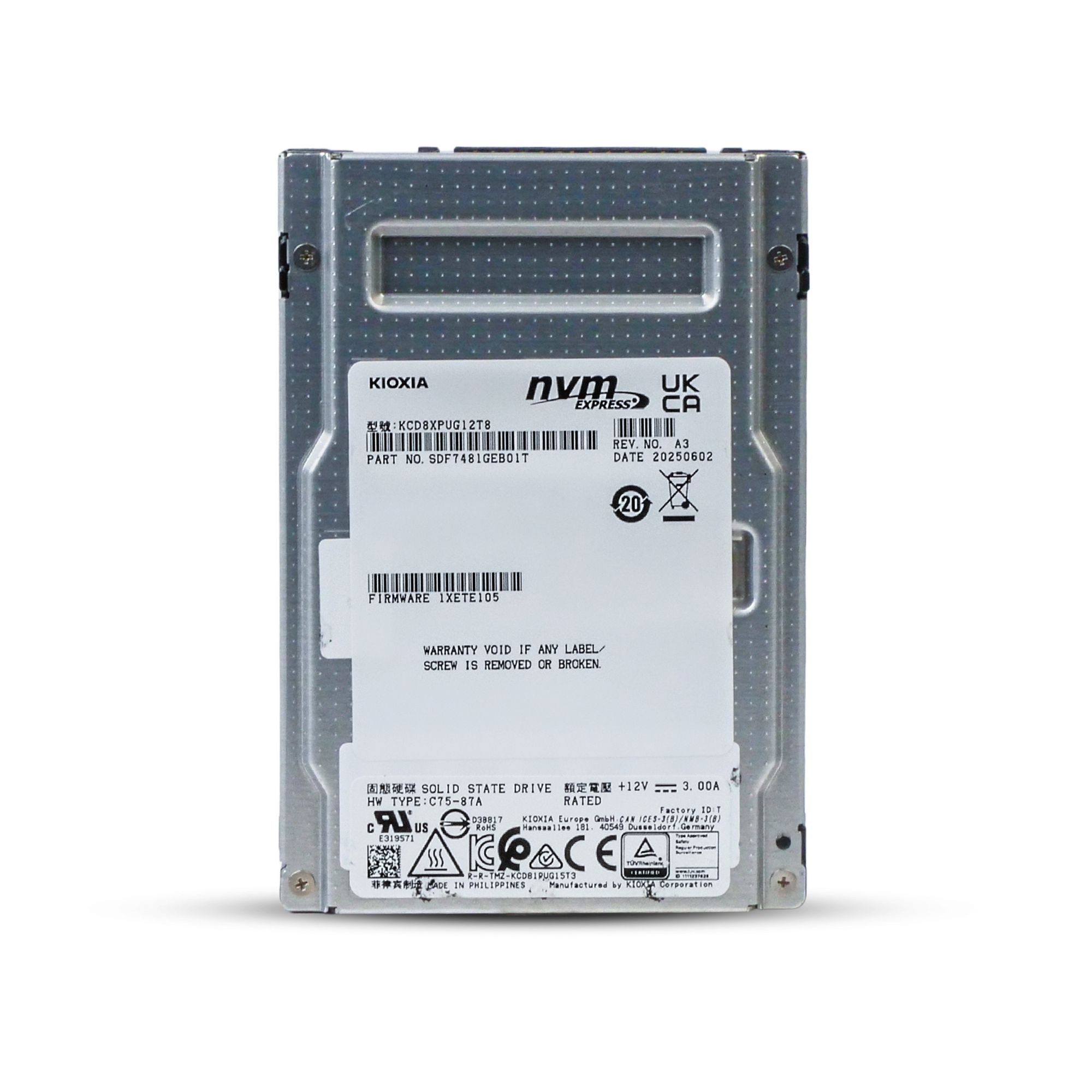 Kioxia CD8P-V KCD8XPUG12T8 12.8TB 3 DWPD PCIe Gen 5.0 x4 128 GT/s 3D TLC U.3 NVMe 2.5in SSD