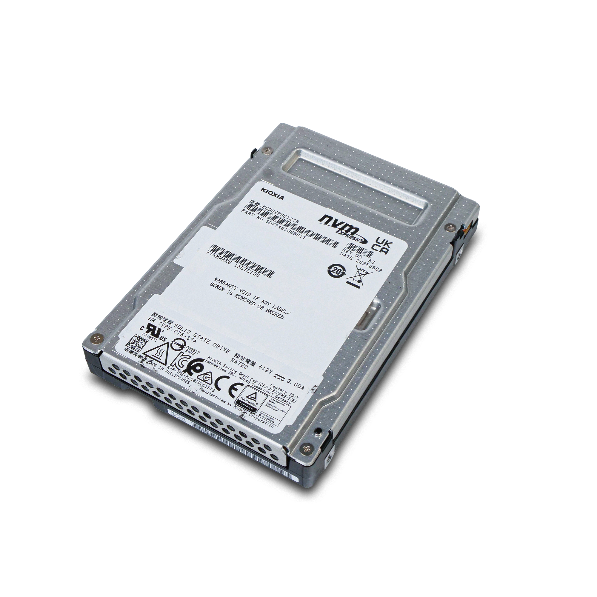 Kioxia CD8P-V KCD8XPUG12T8 12.8TB 3 DWPD PCIe Gen 5.0 x4 128 GT/s 3D TLC U.3 NVMe 2.5in SSD