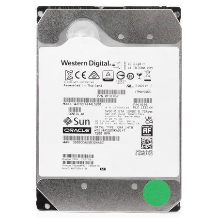 Sun Oracle/Western Digital Ultrastar DC HC530 WUH721414AL5200 0F31067 14TB 7.2K RPM SAS 12Gb/s 512e 512MB 3.5in Refurbished HDD
