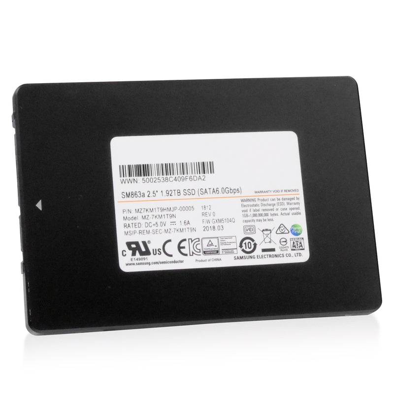 Samsung SM863a MZ7KM1T9HMJP 1.92TB SATA 6Gb/s MLC 3.6 DWPD 2.5" Refurbished SSD