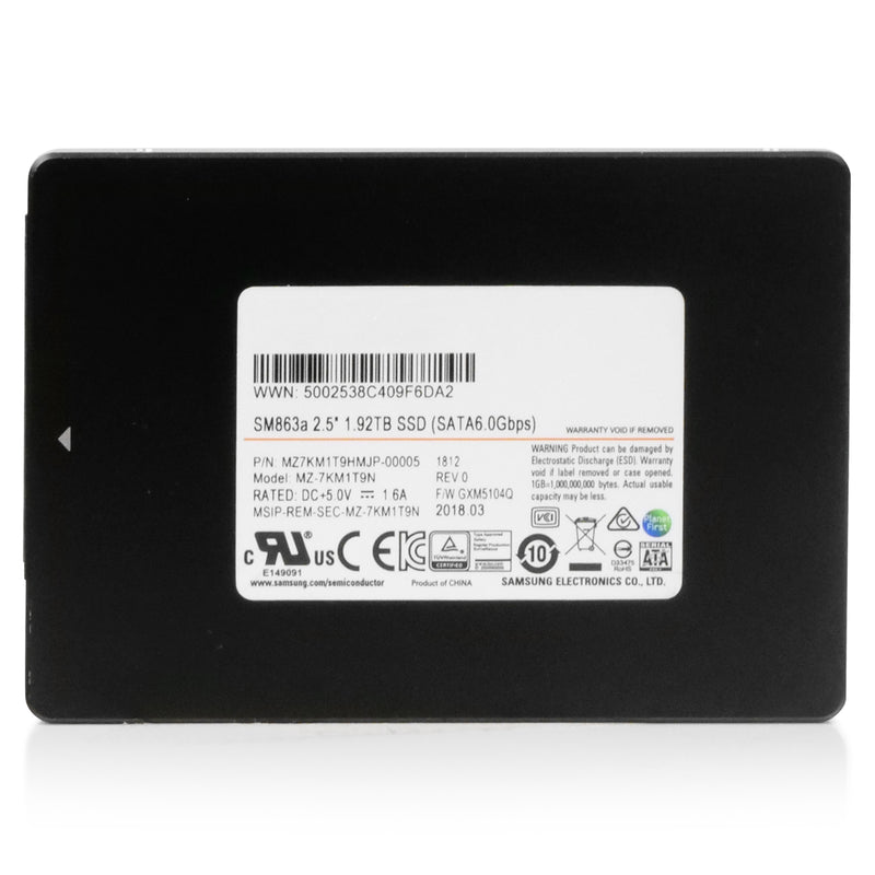 Samsung SM863a MZ7KM1T9HMJP 1.92TB SATA 6Gb/s MLC 3.6 DWPD 2.5" Refurbished SSD