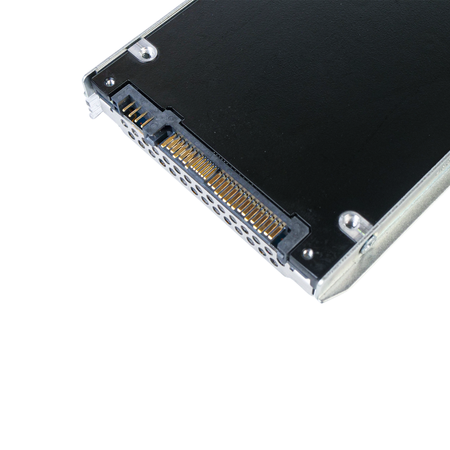 Kioxia CD8P-V KCD8XPUG12T8 12.8TBPCIe Gen 5.0 x4 16GB/s 3D TLC U.3 NVMe 2.5in SSD in Dell G14 Tray, back bottom connectors view
