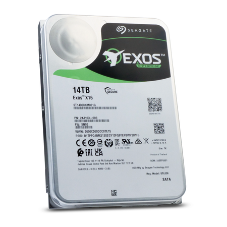 Seagate Exos X16 ST14000NM001G 14TB 7.2K RPM SATA 6Gb/s 512e 256MB 3.5" Refurbished HDD