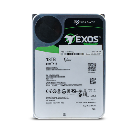 Seagate Exos X18 ST18000NM005J 18TB 7.2K RPM SAS 12Gb/s 512e SED 3.5in Refurbished HDD