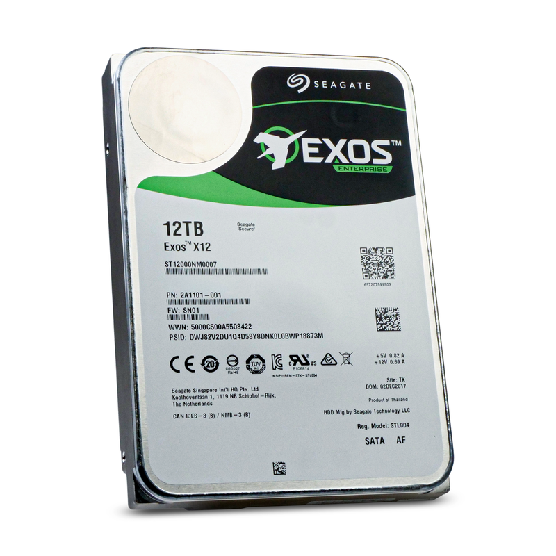 Seagate Exos X12 ST12000NM0007 12TB 7.2K RPM SATA 6Gb/s 512e 256MB 3.5" HDD
