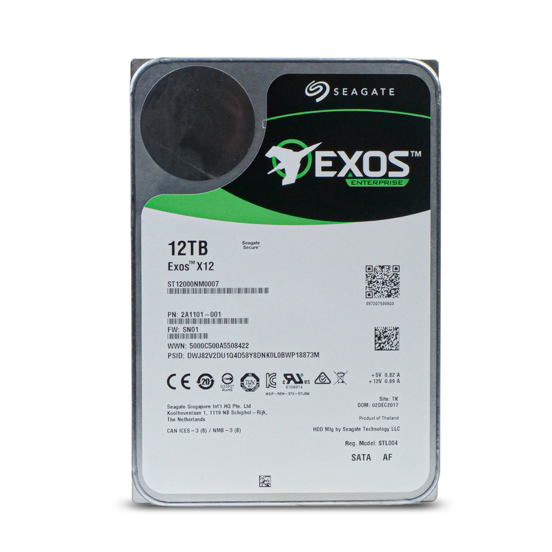 Seagate Exos X12 ST12000NM0007 12TB 7.2K RPM SATA 6Gb/s 512e 256MB 3.5" HDD