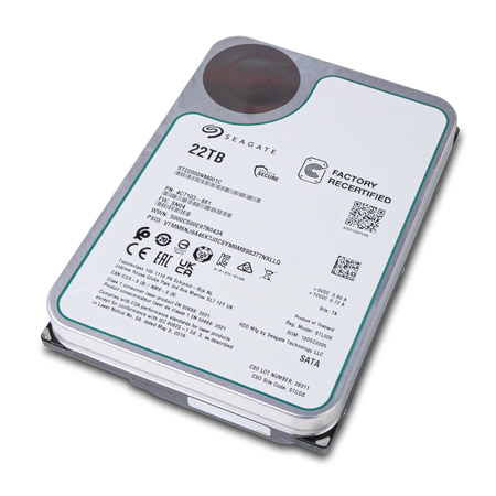 Seagate Exos ST22000NM001C 22TB 7.2K RPM SATA 6Gb/s 512e 512MB 3.5in Recertified HDD