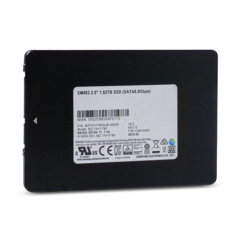 Samsung SM883 MZ7KH1T9HAJR 1.92TB 3 DWPD SATA 6Gb/s MLC 2.5in Refurbished SSD