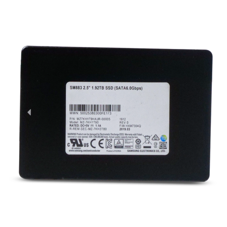 Samsung SM883 MZ7KH1T9HAJR 1.92TB 3 DWPD SATA 6Gb/s MLC 2.5in Refurbished SSD