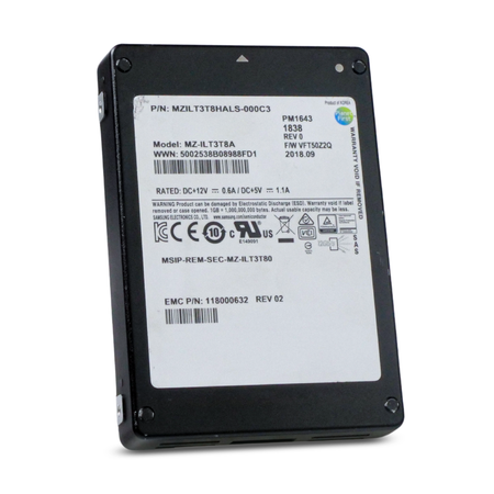 Samsung PM1643 MZILT3T8HALS 3.84TB 1 DWPD SAS 12Gb/s 3D TLC 2.5in Refurbished SSD