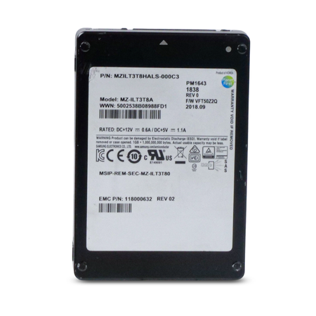 Samsung PM1643 MZILT3T8HALS 3.84TB 1 DWPD SAS 12Gb/s 3D TLC 2.5in Refurbished SSD