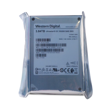 Western Digital Ultrastar DC SS200 SDLL1MLR-038T-CCA1 0TS1404 3.84TB 1 DWPD SAS 12Gb/s MLC Mixed-Use 2.5in SSD