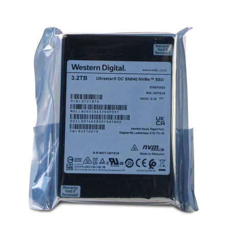 Western Digital Ultrastar DC SN840 WUS4C6432DSP3X1 0TS1876 3.2TB 3 DWPD PCIe Gen 3.1 x4 4GB/s 3D TLC U.2 NVMe 2.5in SSD