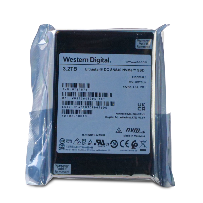 Western Digital Ultrastar DC SN840 WUS4C6432DSP3X1 0TS1876 3.2TB 3 DWPD PCIe Gen 3.1 x4 4GB/s 3D TLC U.2 NVMe 2.5in SSD