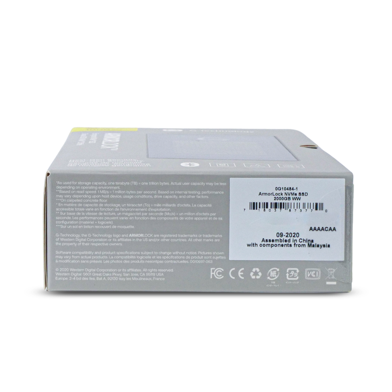 Western Digital G-Technology ArmorLock 0G10484-1 2TB USB 3.2 Gen 2 USB-C 10Gbps Portable NVMe SSD