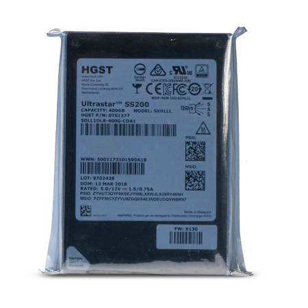 HGST Ultrastar DC SS200 SDLL1DLR-400G-CDA1 0TS1377 400GB 3 DWPD SAS 12Gb/s MLC 2.5in SSD