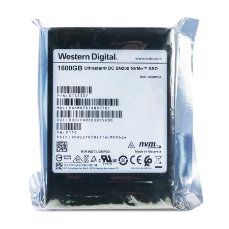 Western Digital Ultrastar DC SN200 HUSMR7616BDP301 0TS1307 1.6TB 3 DWPD PCIe Gen 3.0 x4 4GB/s MLC U.2 NVMe 2.5in SSD