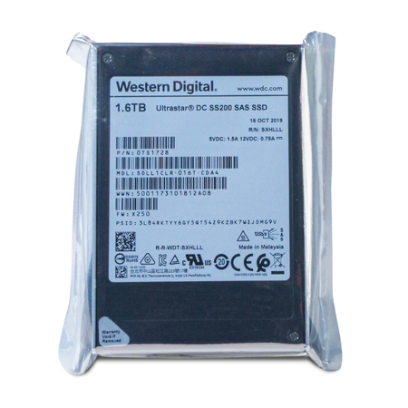 Western Digital Ultrastar DC SS200 SDLL1CLR-016T-CDA4 0TS1728 1.6TB 3 DWPD SAS 12Gb/s MLC Mixed-Use 2.5in SSD