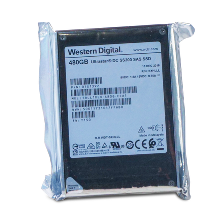 Western Digital Ultrastar DC SS200 SDLL1DLR-480G-CCA1 0TS1392 480GB 1 DWPD SAS 12Gb/s MLC 2.5in SSD