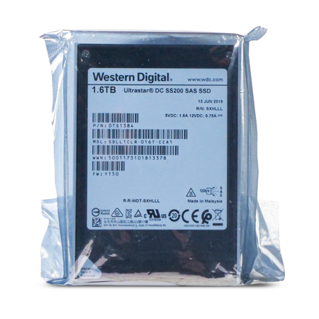 Western Digital Ultrastar DC SS200 SDLL1CLR-016T-CCA1 0TS1384 1.6TB 3 DWPD SAS 12Gb/s MLC 2.5in SSD