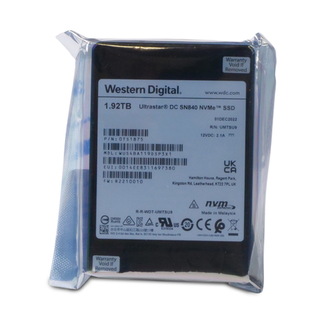 Western Digital Ultrastar DC SN840 WUS4BA119DSP3X1 0TS1875 1.92TB 1 DWPD PCIe Gen 3.1 x4 4GB/s 3D TLC U.2 NVMe SE 2.5in SSD