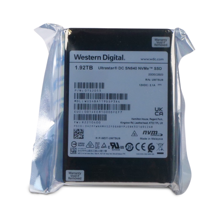 Western Digital Ultrastar DC SN840 WUS4BA119DSP3X4 0TS2053 1.92TB 1 DWPD PCIe Gen 3.1 x4 4GB/s 3D TLC U.2 NVMe TCG 2.5in SSD