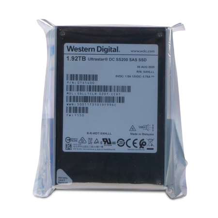 Western Digital Ultrastar DC SS200 SDLL1CLR-020T-CCA1 0TS1400 1.92TB 1 DWPD SAS 12Gb/s MLC 2.5in SSD