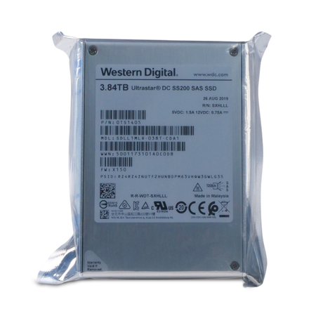 Western Digital Ultrastar DC SS200 SDLL1MLR-038T-CDA1 0TS1405 3.84TB 1 DWPD SAS 12Gb/s MLC 2.5in SSD