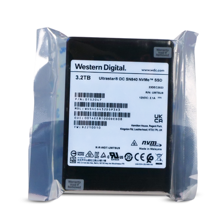 Western Digital Ultrastar DC SN840 WUS4C6432DSP3X3 0TS2047 3.2TB 3 DWPD PCIe Gen 3.1 x4 4GB/s 3D TLC U.2 NVMe 2.5in SSD