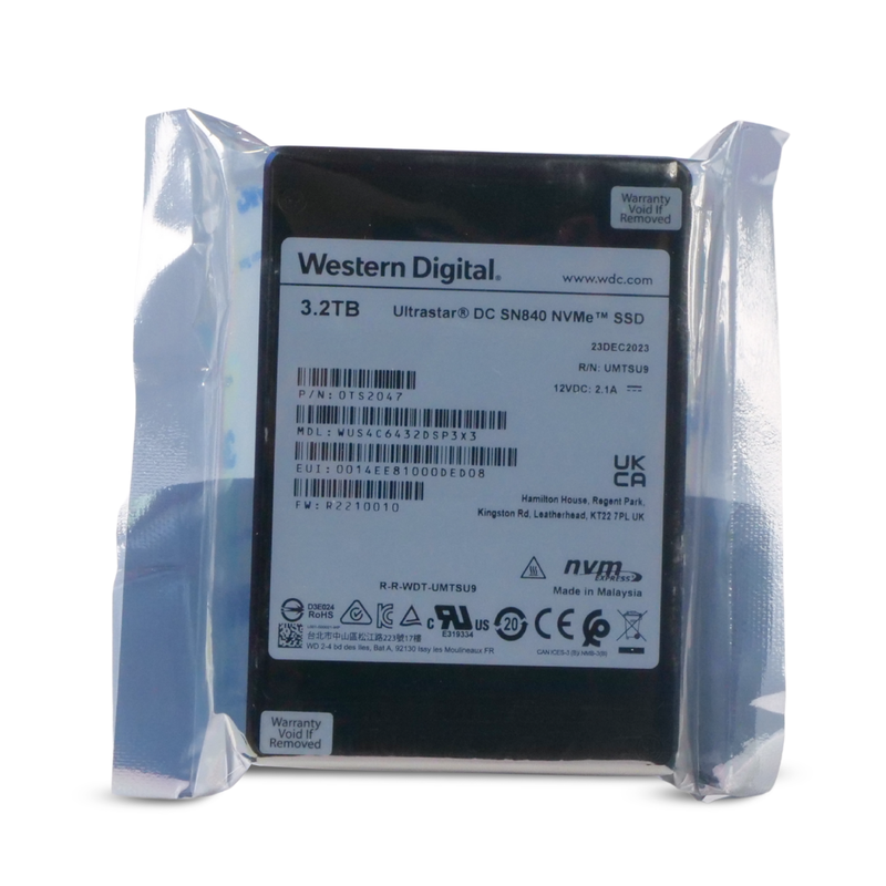 Western Digital Ultrastar DC SN840 WUS4C6432DSP3X3 0TS2047 3.2TB 3 DWPD PCIe Gen 3.1 x4 4GB/s 3D TLC U.2 NVMe 2.5in SSD