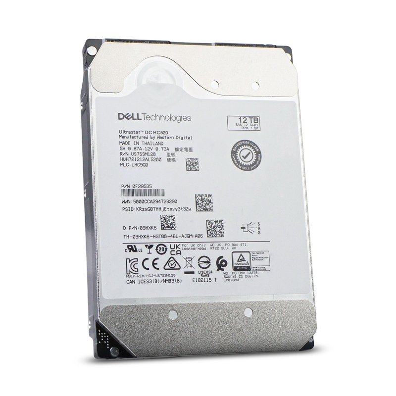 Dell/Western Digital Ultrastar DC HC520 HUH721212AL5200 0F29535 12TB 7.2K RPM SAS 12Gb/s 512e 256MB 3.5in HDD