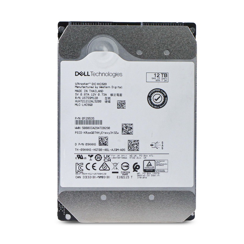 Dell/Western Digital Ultrastar DC HC520 HUH721212AL5200 0F29535 12TB 7.2K RPM SAS 12Gb/s 512e 256MB 3.5in HDD
