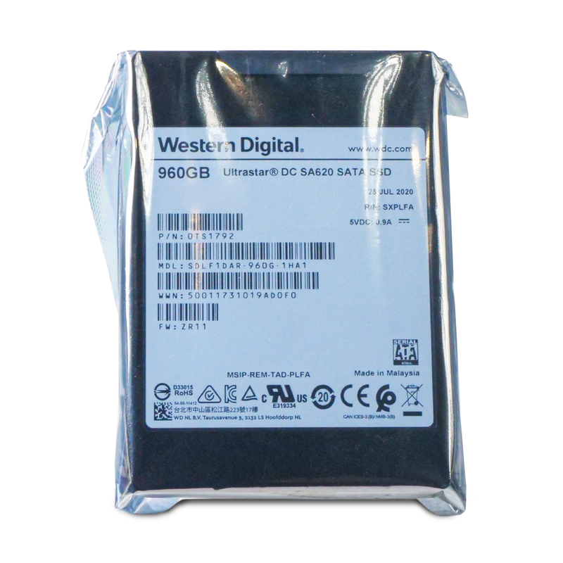 Western Digital Ultrastar DC SA620 SDLF1DAR-960G-1HA1 0TS1792 960GB 0.6 DWPD SATA 6Gb/s MLC 2.5in SSD