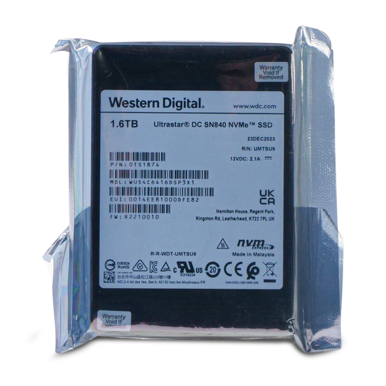 Western Digital Ultrastar DC SN840 WUS4C6416DSP3X1 0TS1874 1.6TB 3 DWPD PCIe Gen 3.1 x4 4GB/s 3D TLC U.2 NVMe 2.5in SSD