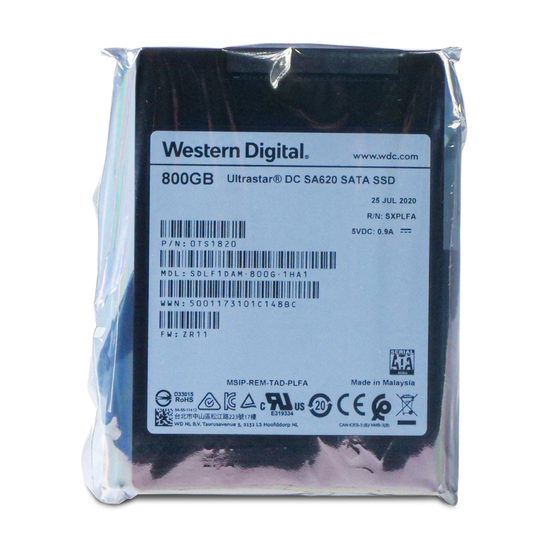 Western Digital Ultrastar DC SA620 SDLF1DAM-800G-1HA1 0TS1820 800GB 1.8 DWPD SATA 6Gb/s MLC 2.5in SSD