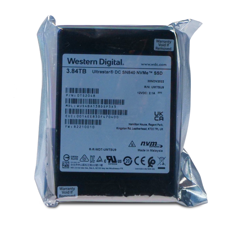 Western Digital Ultrastar DC SN840 WUS4BA138DSP3X3 0TS2048 3.84TB 1 DWPD PCIe Gen 3.1 x4 4GB/s 3D TLC U.2 NVMe 2.5in SSD