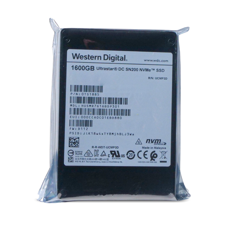 Western Digital Ultrastar DC SN200 HUSMR7616BDP301 0TS1885 1.6TB 3 DWPD PCIe Gen 3.0 x4 4GB/s MLC U.2 NVMe 2.5in SSD