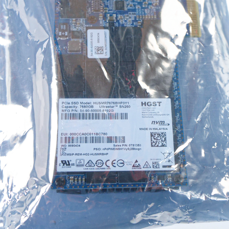 HGST Ultrastar DC SN260 HUSMR7676BHP3Y1 0TS1353 7.68TB 1 DWPD PCIe Gen 3.0 x8 8GB/s MLC NVMe HHHL AIC SSD