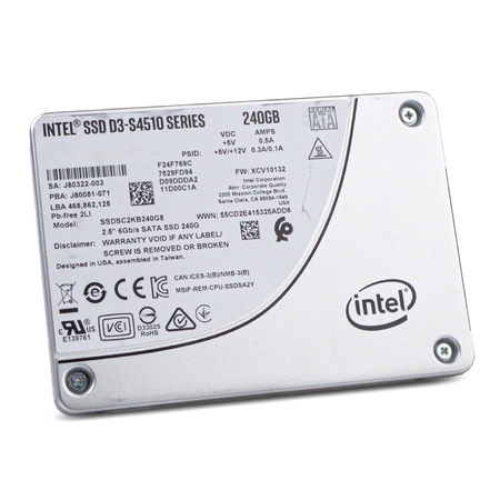 Intel D3-S4510 SSDSC2KB240G8 240GB 2 DWPD SATA 6Gb/s 3D TLC 2.5in Refurbished SSD